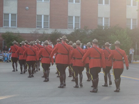 RCMP trainees parading.
